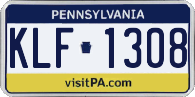 PA license plate KLF1308
