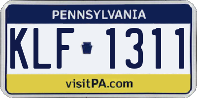PA license plate KLF1311