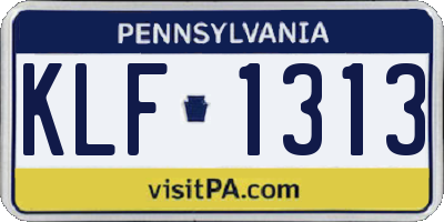 PA license plate KLF1313