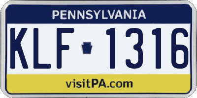 PA license plate KLF1316
