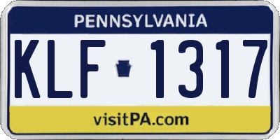 PA license plate KLF1317