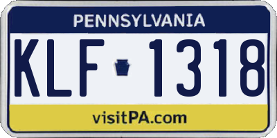 PA license plate KLF1318