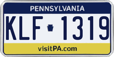 PA license plate KLF1319