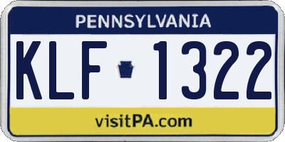 PA license plate KLF1322