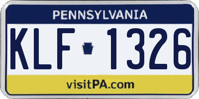 PA license plate KLF1326