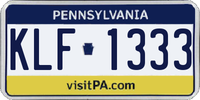 PA license plate KLF1333
