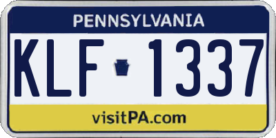 PA license plate KLF1337