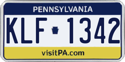 PA license plate KLF1342