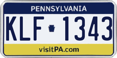 PA license plate KLF1343