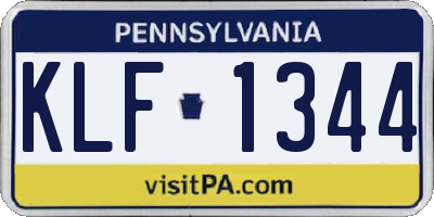 PA license plate KLF1344