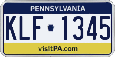 PA license plate KLF1345