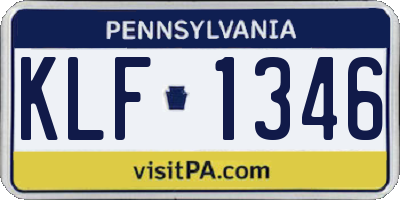 PA license plate KLF1346