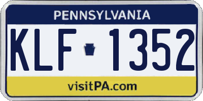 PA license plate KLF1352