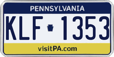 PA license plate KLF1353
