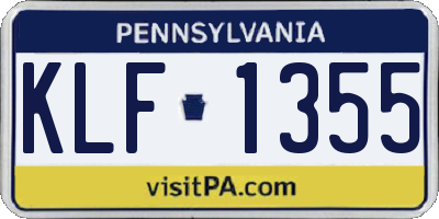 PA license plate KLF1355