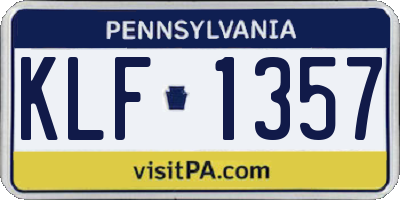 PA license plate KLF1357