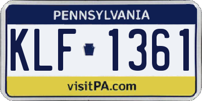 PA license plate KLF1361