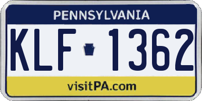 PA license plate KLF1362