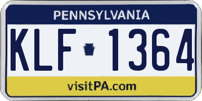 PA license plate KLF1364