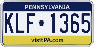 PA license plate KLF1365