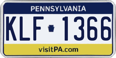 PA license plate KLF1366