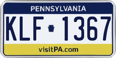 PA license plate KLF1367