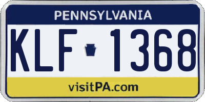 PA license plate KLF1368