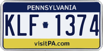 PA license plate KLF1374