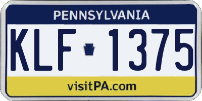 PA license plate KLF1375