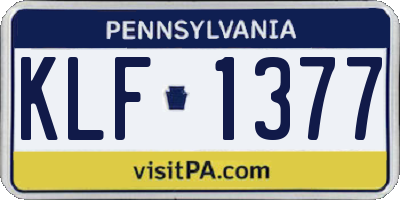 PA license plate KLF1377