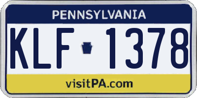 PA license plate KLF1378