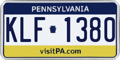 PA license plate KLF1380