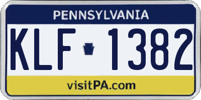 PA license plate KLF1382