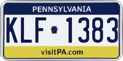 PA license plate KLF1383