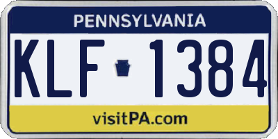 PA license plate KLF1384