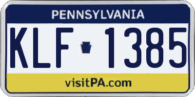 PA license plate KLF1385