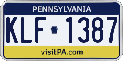 PA license plate KLF1387