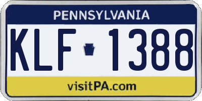 PA license plate KLF1388