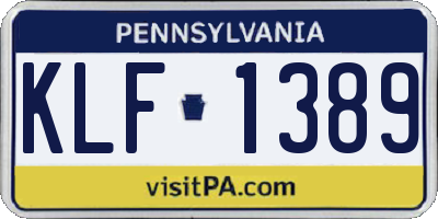 PA license plate KLF1389