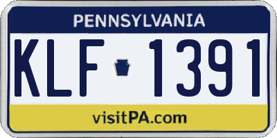 PA license plate KLF1391