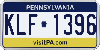 PA license plate KLF1396