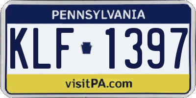 PA license plate KLF1397