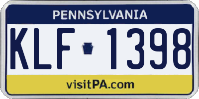 PA license plate KLF1398