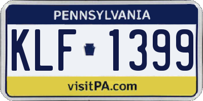 PA license plate KLF1399