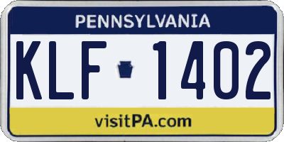 PA license plate KLF1402