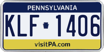 PA license plate KLF1406