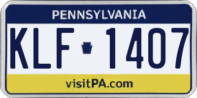 PA license plate KLF1407