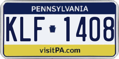 PA license plate KLF1408