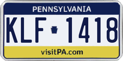PA license plate KLF1418