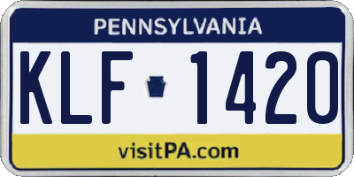 PA license plate KLF1420